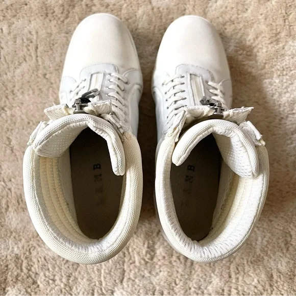 L.A.M.B Georgi White Leather Hidden Wedge Zip Up High Top Sneaker Size 8 1/2 - Picture 8 of 15